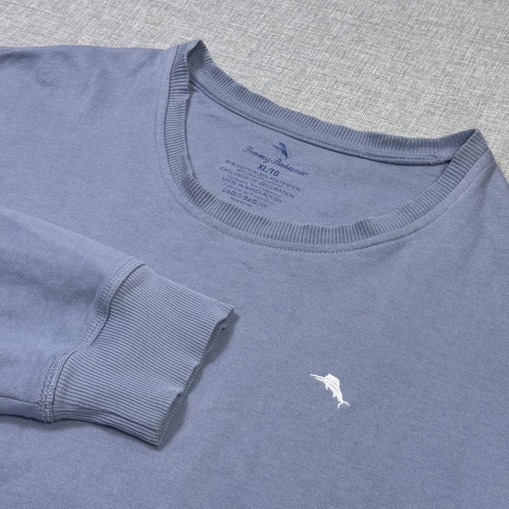 Tommy‎ Bahama Fleece Crewneck Sweatshirt Pullover Mens XL Blue Cotton Polyester